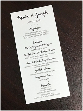 Wedding Menu